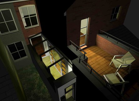Terrace rear extension with roof terrace